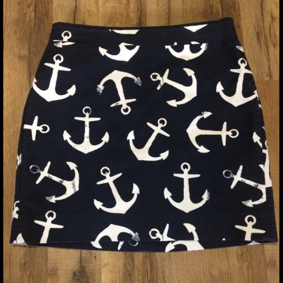 J.Crew Postage Stamp Navy Blue Anchor Skirt Size 4 - Picture 2 of 4
